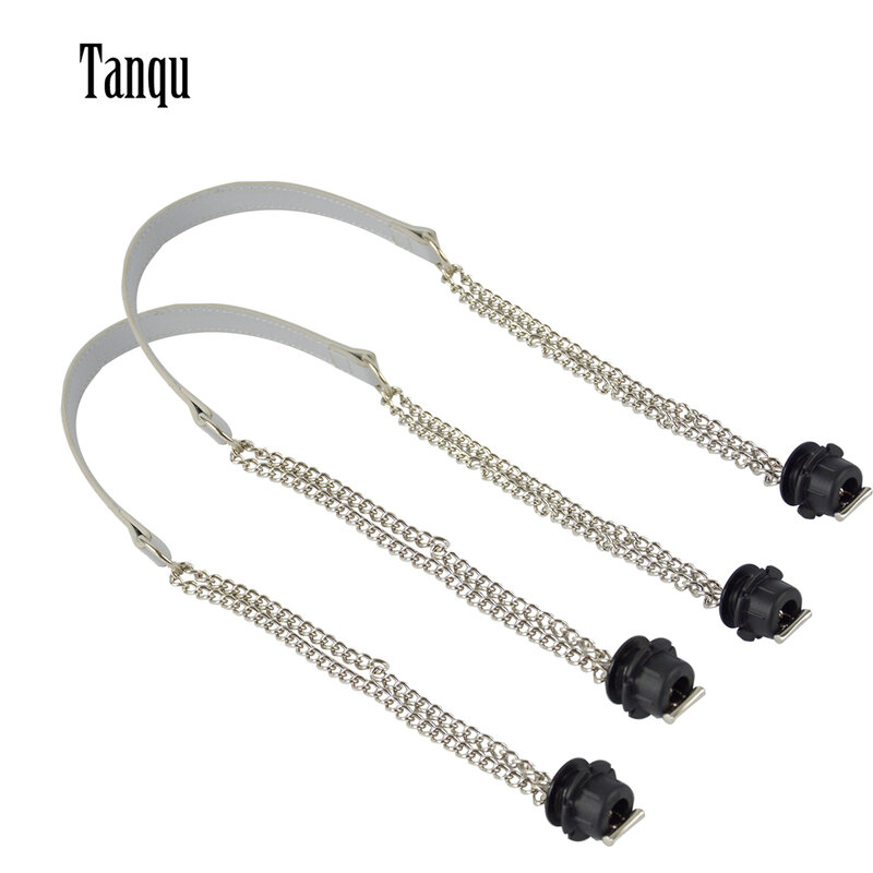 Tanqu New 1 Pair Obag Accesorios Silver Long  Double Chain OT T Handles For EVA O Bag Totes Women Shoulder Handbags
