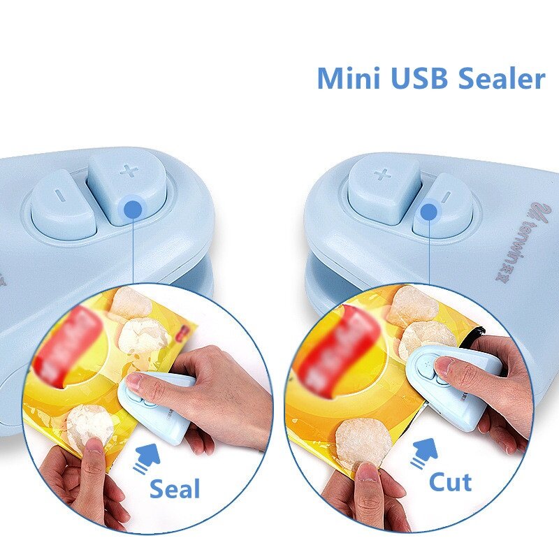 Penyegel Portabel dan Pemotong Mini USB Tas Panas Rumah Plastik Makanan Ringan Tas Mesin Penyegel Makanan Dapur Klip Tas Penyimpanan