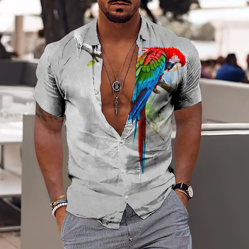 Camicia hawaiana uomo estate 3d camicie stampate animali per uomo vacanza manica corta spiaggia top Tee Shirt uomo camicetta oversize