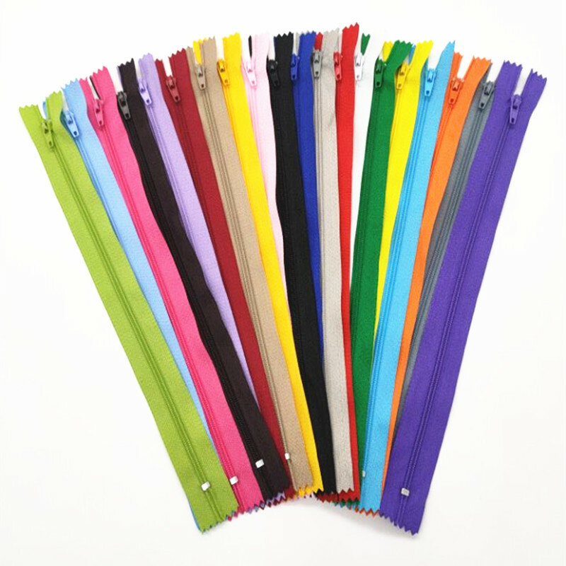 10Pcs Mix 3# ( 10Cm-100Cm ) Closed Nylon Coil Zipper  Suitable For Clothes 20 Colors