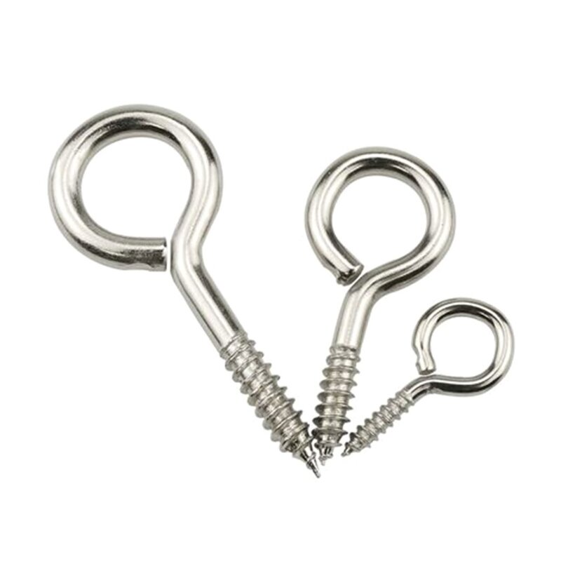20 Pieces M3/M4/M5 Stainless Steel Eye Screws Hooks Self-tapping Screws Hooks Ring Metal Cup Hooks Screw-in Hanger