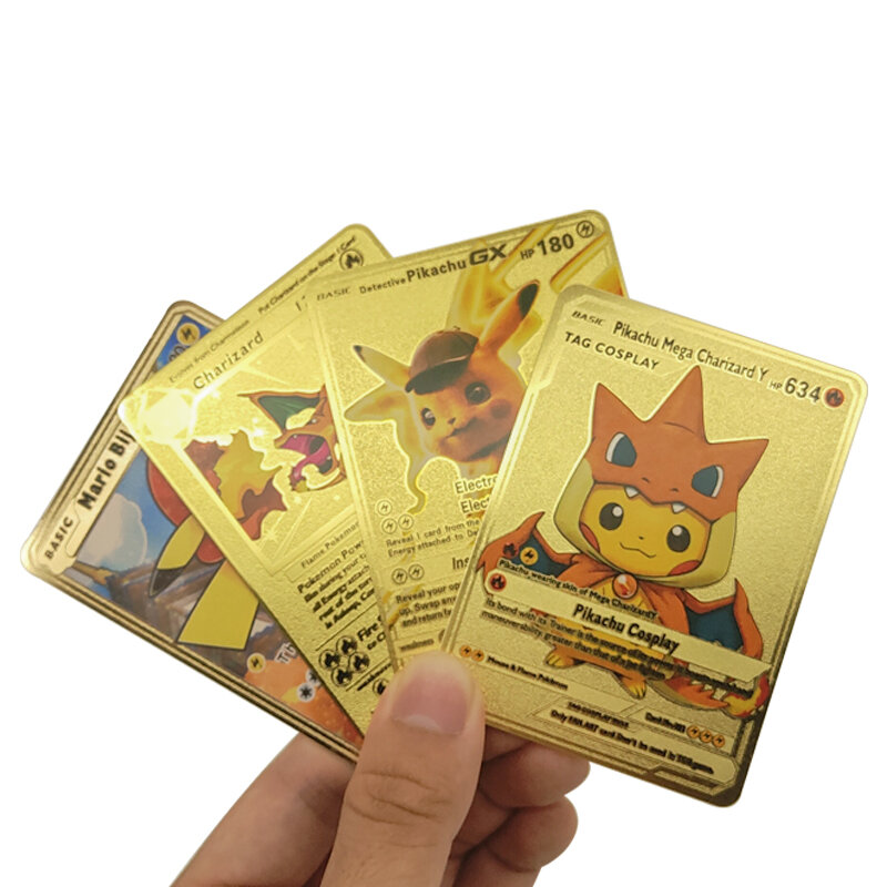 Pokemon Pikachu Metal Cards Vmax Mewtwo Charizard Collection Card Toys Birthday Gifts For Children
