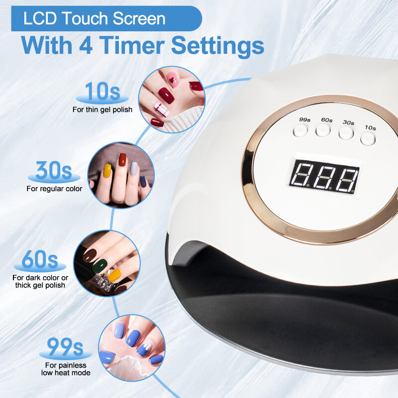 Secador de uñas UV para manicura, esmalte de Gel de secado rápido con 4 Ajustes de temporizador, con pantalla LCD, herramientas de Arte de uñas para salón de belleza, 60LED