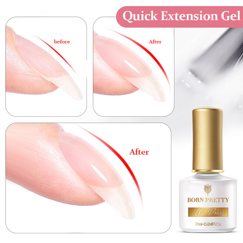 BORN PRETTY 7ml Nature Nude Pink przedłużenie paznokci żel samopoziomujący Quick Extension tipsy żel UV usuwanie żelu Uv lakier