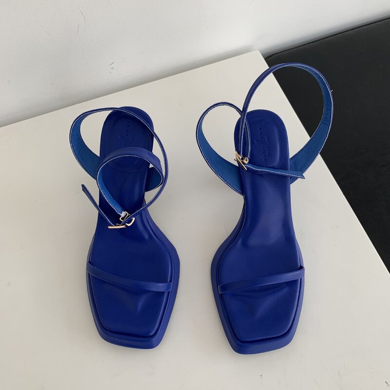 Low Sandals Woman Leather Low-heeled Rubber PU Slides Rome Fabric Hoof Heels Low Sandals Woman Leather Low-heeled Hoof Heels Sli