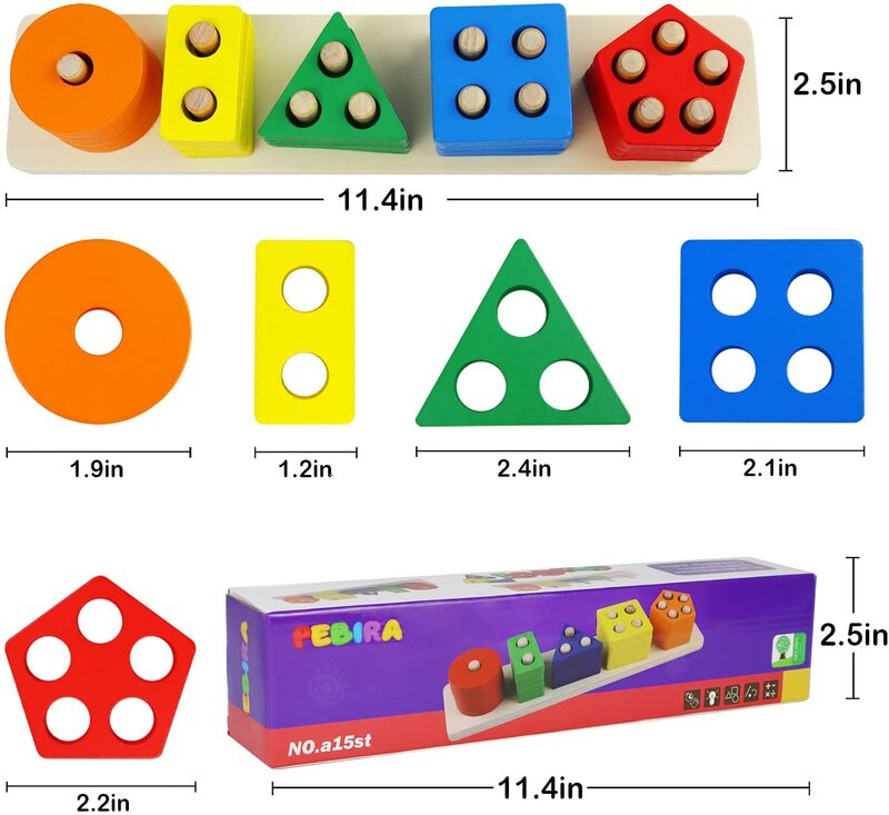 Montessori Spielzeug für 1 2 3 Jahre Alten Jungen Mädchen, Holz Pädagogisches Spielzeug für Kleinkinder Kinder Vorschule, lernen Weihnachten Geschenk