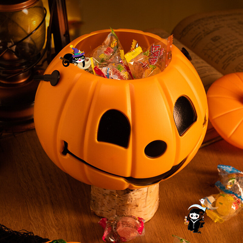 Cukierki na Halloween torba, wiadro cukru, kosz dyni, przenośna latarnia, lampion z dyni na Halloween dekoracji, dekoracji, rekwizyty