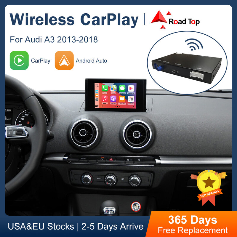 Apple ไร้สาย CarPlay Android Auto Interface สำหรับ Audi A3 2013-2018, พร้อมฟังก์ชั่น AirPlay Mirror Link Car Play