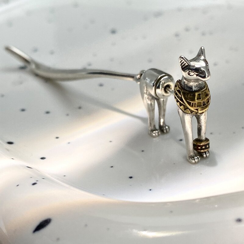 1Pc ฟาโรห์ Cat ต่างหูผู้หญิงสัตว์เข็มทองคอสเพลย์การ์ตูนออกแบบบุคลิกภาพคลาสสิกต่างหูเครื่องป...