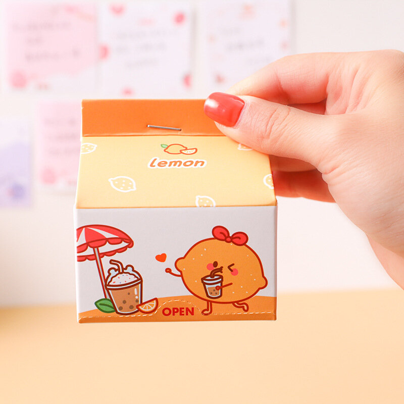 Bloc-notes dessin animé coréen, en Carton de lait Ins extractible, boîte mignonne pour manuel d'étudiant, non collant, papeterie, étiquette de Plan