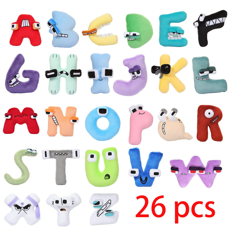 Muñeco de peluche con letras del alfabeto para niños, con 26 letras en inglés de Anime juguete, números Montessori 0-9, novedad