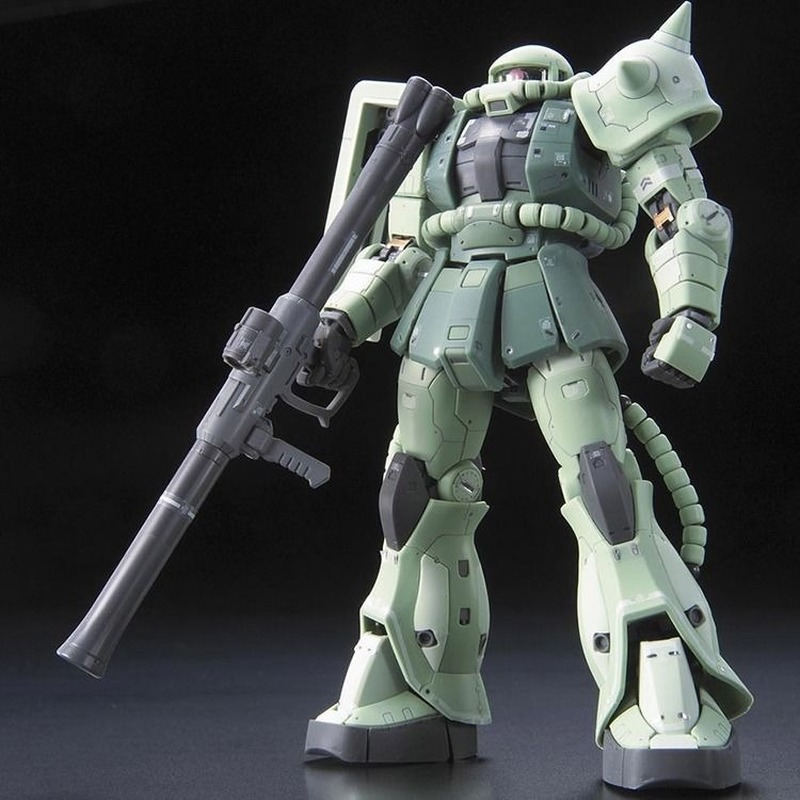 Bandai Gundam assemblato modello RG 04 1/144 produzione di massa Zaku 2 MS-06F Green Zaku Anime Ornament Figure Gift