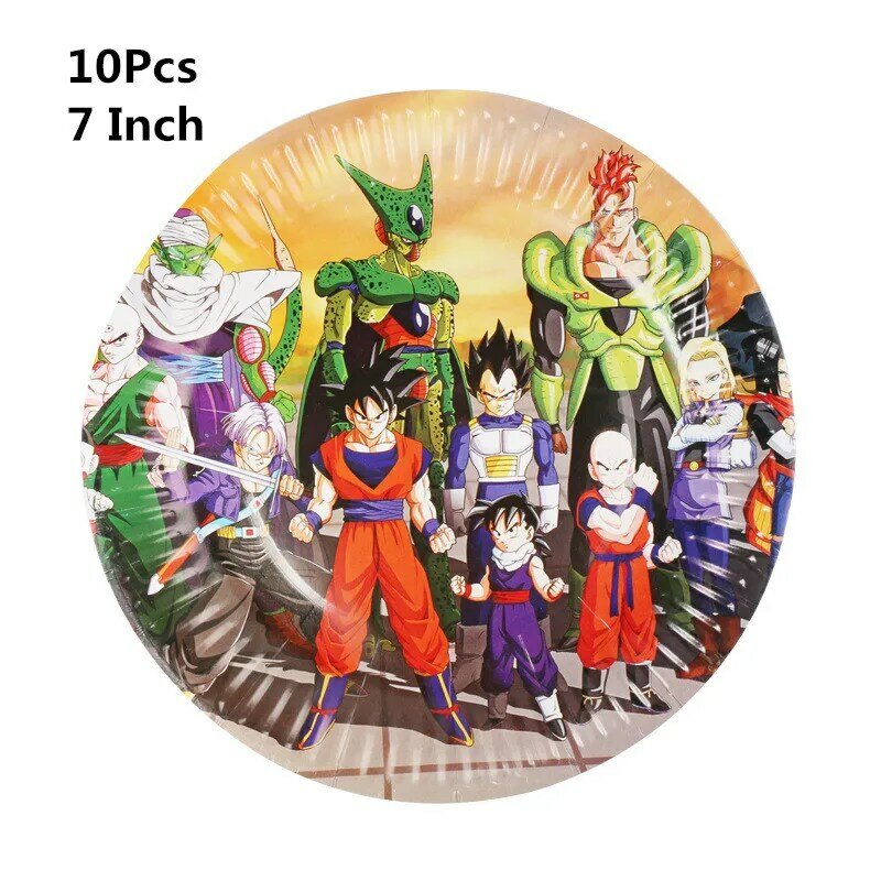 Anime Dragon Ball Goku Kids Birthday Party Supplies Tableware Paper Cup Plate Napkins Baby Shower Foil Balloon Party Decorations