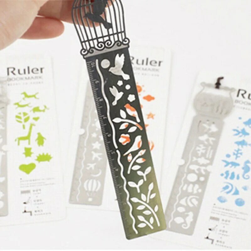 Exquisite Metal Bookmark with Scale Ruler Creative Multi-Functional Exquisite Painting Icon Model Ruler