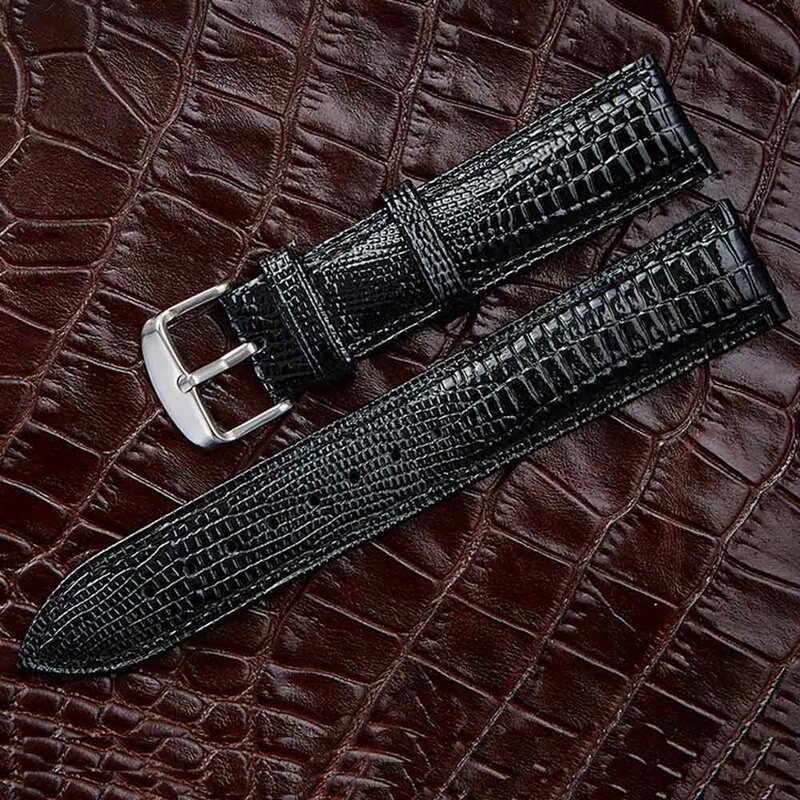 2022 na moda pulseira de relógio de couro brilhante crocodilo padrão pulseira de relógio para mulher masculino pulseira de couro 5 cores disponíveis