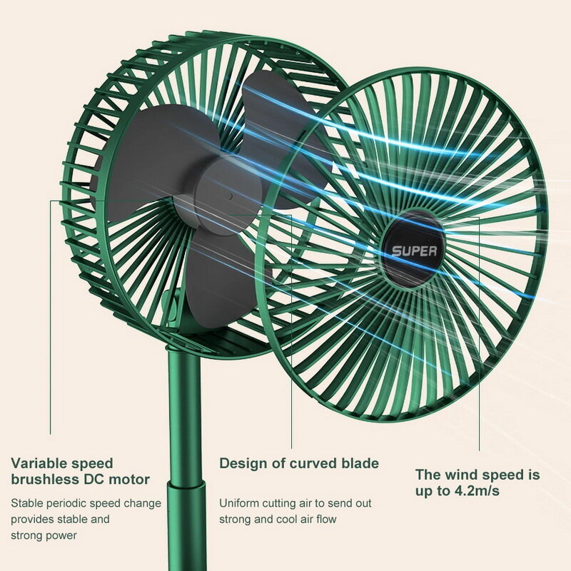 Loylov充電式ファン折りたたみ式伸縮式扇風機超クールな夏の冷凍ファン充電式ポータブルファンキャンプ