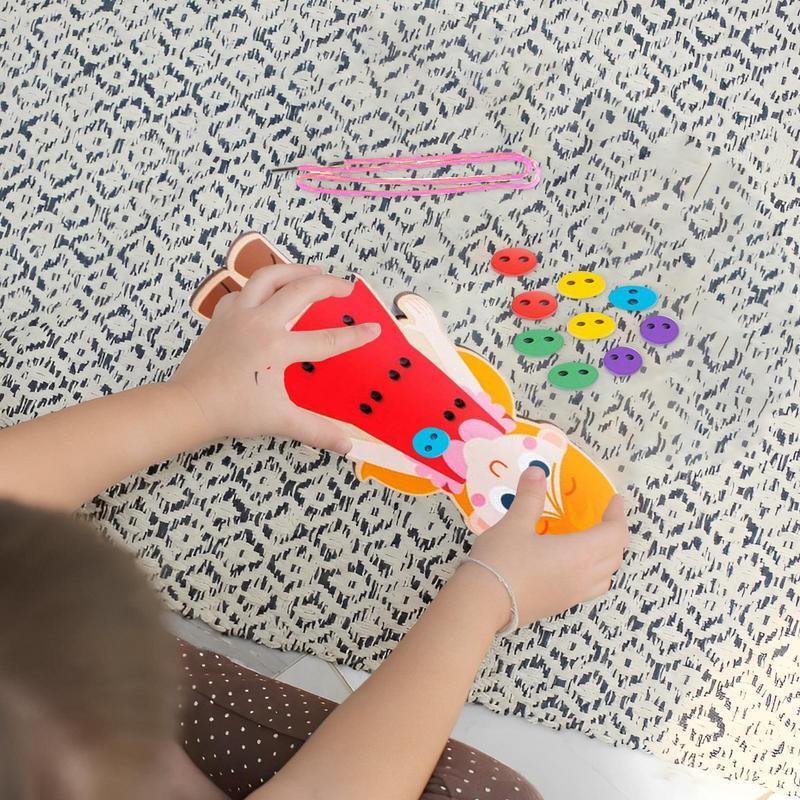 String Board For Kids Button Game Educational Rope-Drawing Toy Threading Toy With Clothes Buttons Early Educational Rope