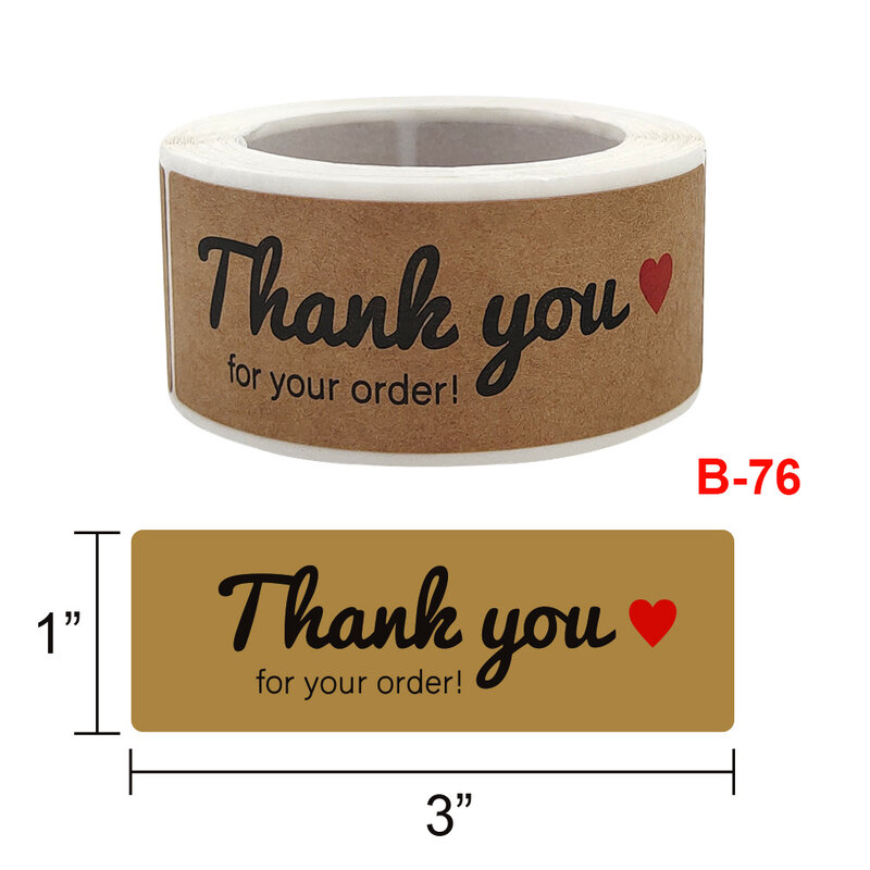 120Pcs/Roll Thank You for Your Order Kraft Paper Sticker Gift Packing Decoration
