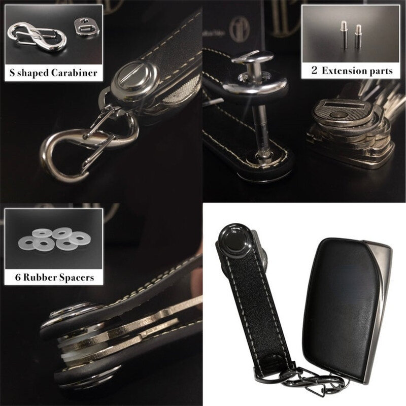 Bolsa de cuero inteligente para llaves de coche, organizador de llaveros de bolsillo para ama de llaves