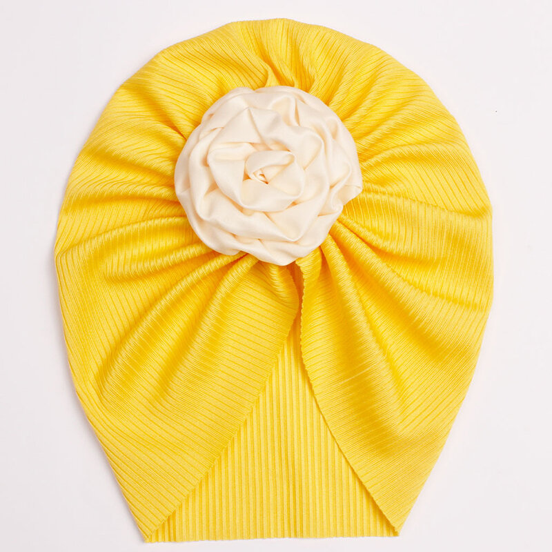 Topi Turban bayi perempuan, tutup kepala pita bunga lucu bergaris tipis elastis 0-3t untuk Orok baru lahir