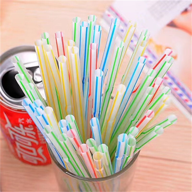 200 Pcs 20.8cm Colorful Disposable Plastic Curved Drinking Straws Wedding Party Bar Drink Accessories Birthday Drinking Straws