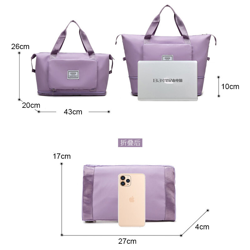 2023 New Large Capacity Folding Travel Bags Waterproof Tote Handbag Travel Duffle Bags Multifunctional Women Travel Yoga Bags