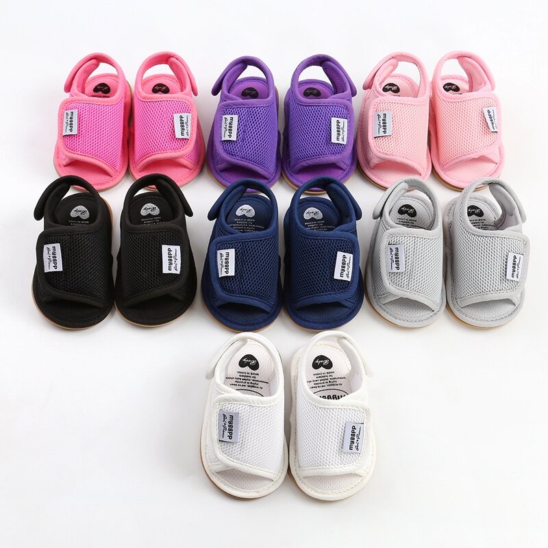 Sandálias de bebê infantil meninos meninas verão moda primeiros caminhantes plana com fundo macio crianças bonito anti-deslizamento da criança sapatos 0-18m