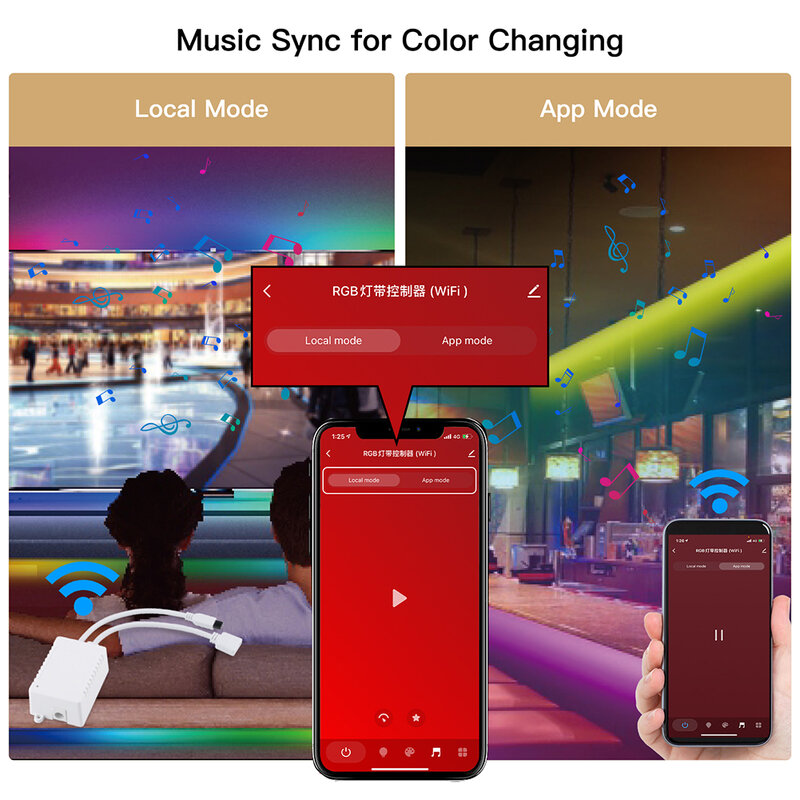 WiFi Smart LED Light Strip RGB 5050 Controller เพลง Sync เปลี่ยนสีสมาร์ท Life App Voice Control โดย Alexa google