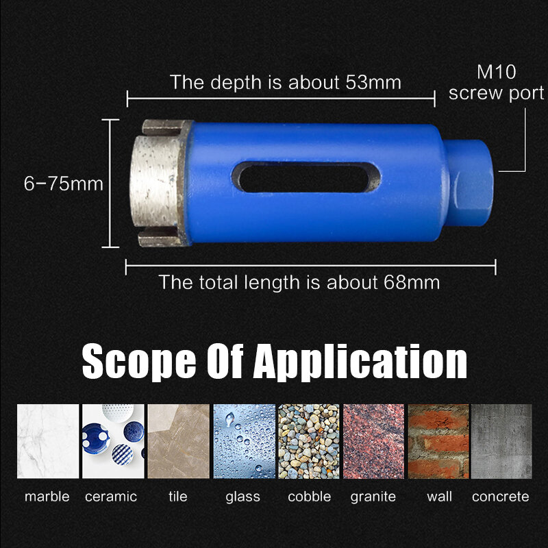6-100Mm M10 Marmer Pembuka Sintering Inti Bit Berlian Lubang Melihat Bor untuk Granit Bata Ubin Keramik Beton Batu Pengeboran