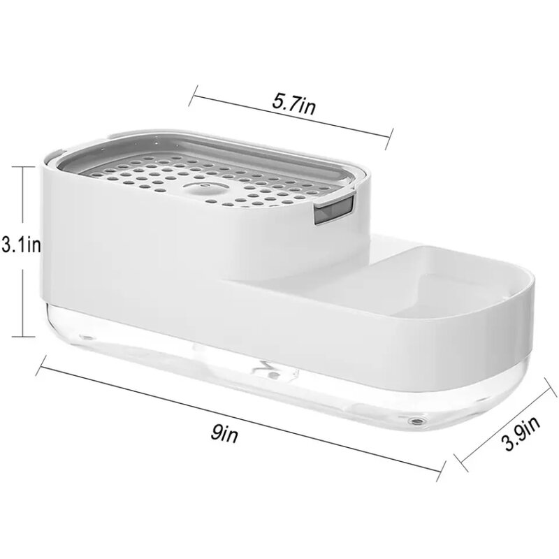LMC – distributeur automatique de savon et d'éponge pour la cuisine, pour les plats, porte-savon dans l'évier