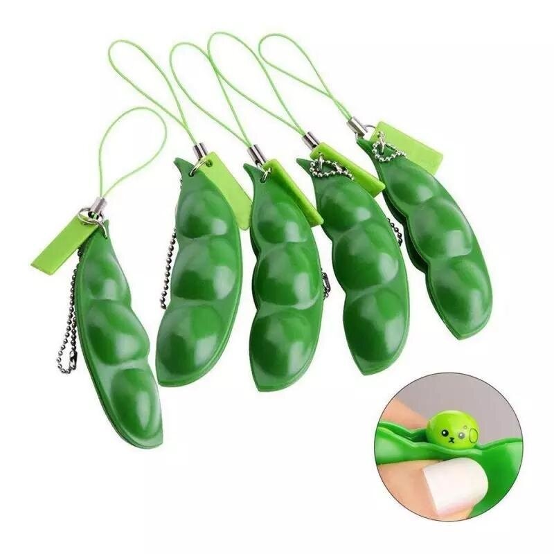 New Unlimited Pinch Squeeze Peanut Meat Soybean Squeeze Decompress Relieve Boredom and Vent Small Keychain Stress Fidget Toys