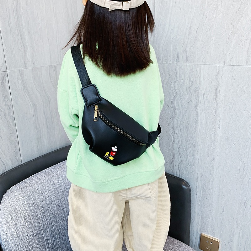 Disney – sac de ceinture Mickey pour enfants, sacoche asymétrique épaule haute qualité, sac de poitrine grande capacité en PU avec fermeture éclair pour filles, nouvelle collection 2022