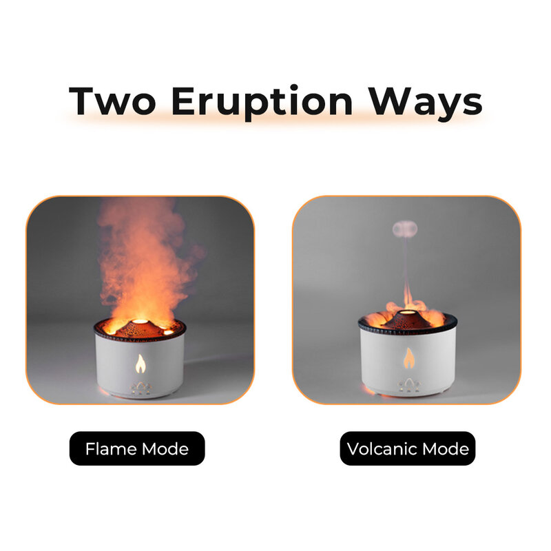 Volcano Flame เครื่องพ่นอโรมา Air Humidifier Essential น้ำมัน Cool แมงกะพรุน Humidifier กลิ่นสำหรับ Home Fragrance Mist Fire Diffuser