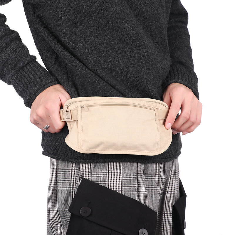 Donne/uomini petto confezioni cintura in vita borsa da viaggio utile borsa da corsa in tessuto passaporto borse per soldi portafoglio nascosto di sicurezza segreta