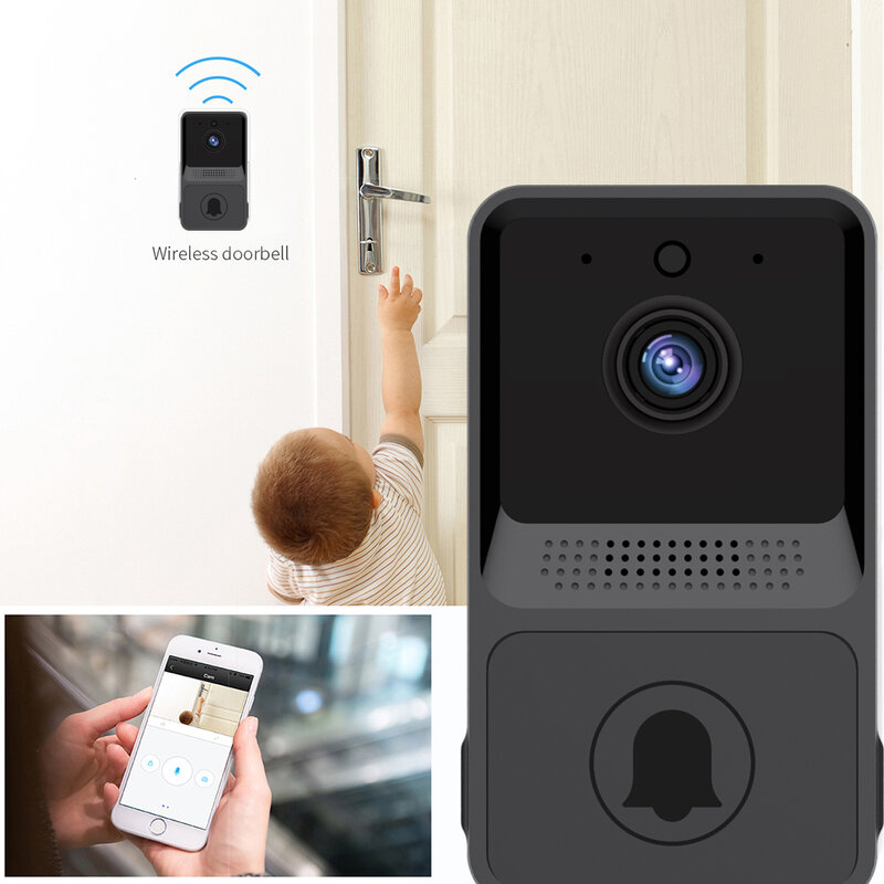 Inteligente wifi z20 campainha de vídeo visão noturna app remoto voz interfone alarme do telefone móvel push cam vigilância com carrilhão interior