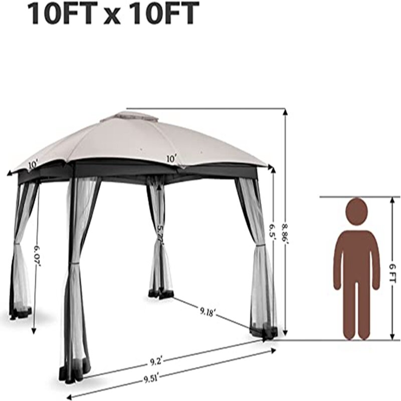 Tenda Berkemah Gazebo Kanopi 10x1 0/10x12Ft Hardtop Luar Ruangan Pesta Bersih Teras Naungan Tenda Penampungan Piknik Halaman Belakang Rumput Pernikahan