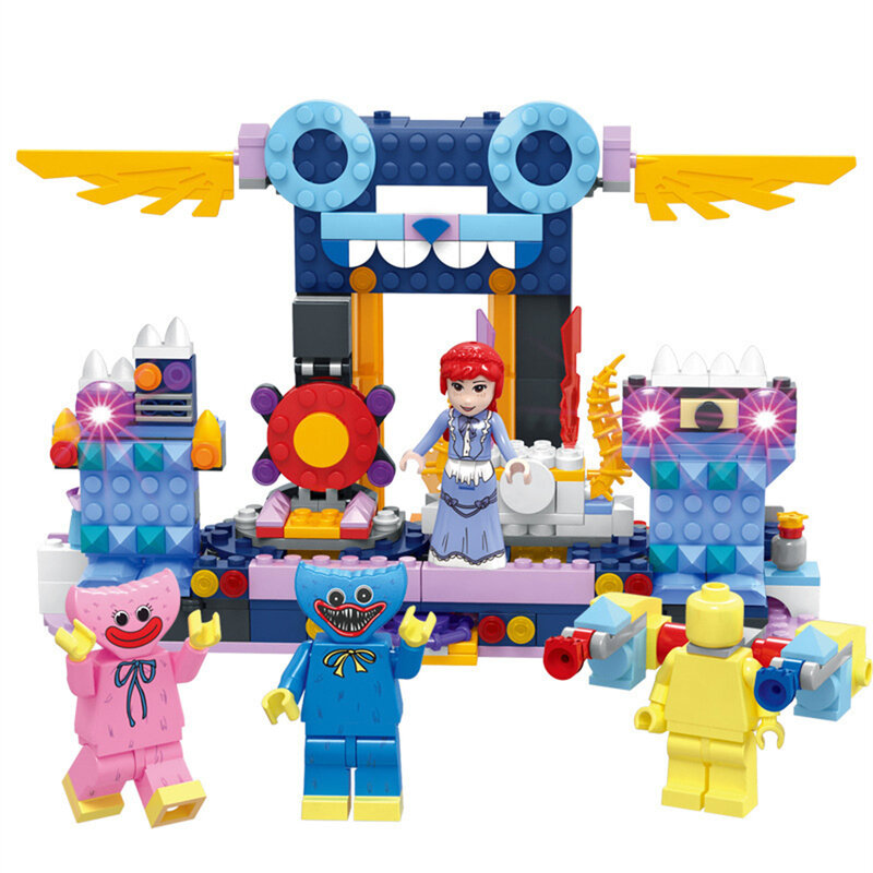Juego de bloques de construcción 4 en 1 para niños, juguete de bloques de construcción de personajes de Anime Huggy Wuggy Poppy Playtime, regalo para niños