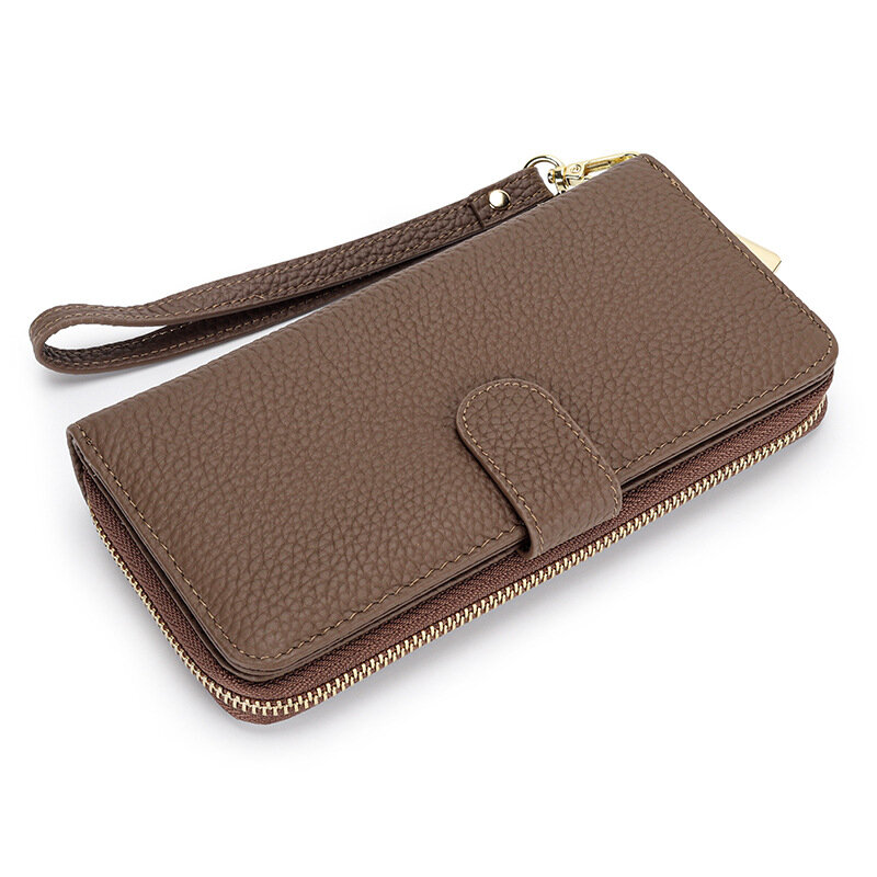 Portefeuille de luxe en cuir pour femmes, 100%, Long et Simple, nouvelle pochette Premium première couche en cuir pour téléphone portable