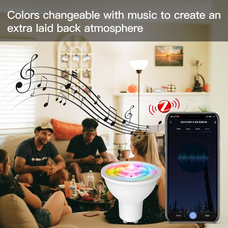 Tuya ZigBee-bombillas LED inteligentes GU10 RGB C + W, lámparas regulables blancas de 4,7 W, Control por aplicación Smart Life, funciona con Alexa/Google