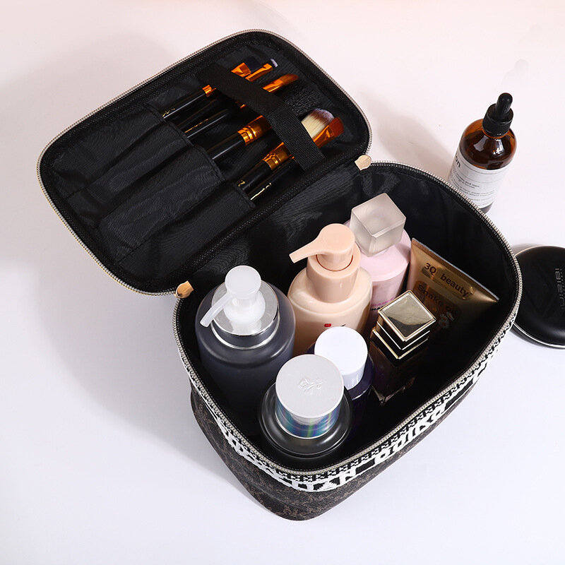 Bolsa de maquillaje portátil de viaje para mujer, organizador de artículos de tocador de alta capacidad, estuches de cosméticos, bolsa de belleza lavable con cremallera