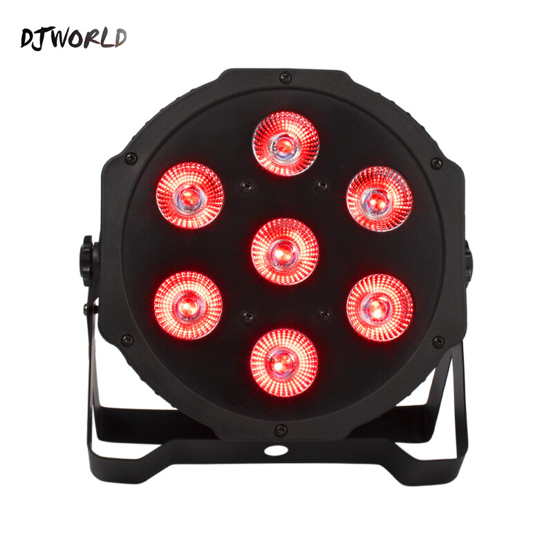 DJWORLD 핫 LED 플랫 파, RGBWA + UV/RGBW 가족 생일 파티 극장 웨딩 무대 조명, 7X18W, 7X12W