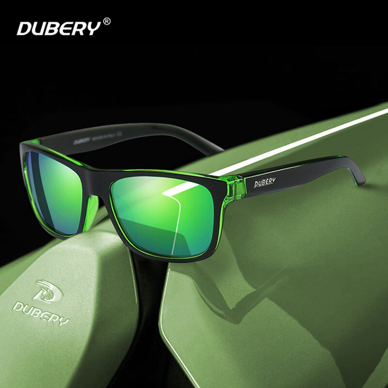 DUBERY خمر مربع الاستقطاب النظارات الشمسية الرجال موضة الأخضر مرآة ظلال الذكور UV حماية القيادة الرياضة نظارات شمسية للرجال