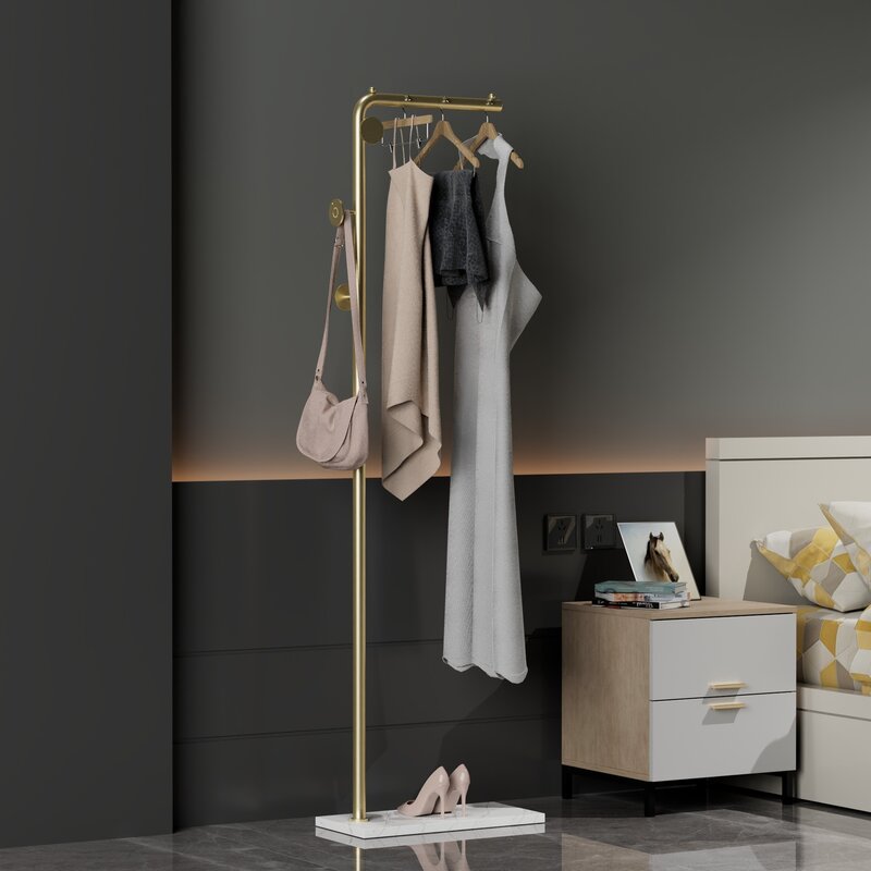 Напольная стойка для одежды, простая современная однополюсная Вертикальная железная вешалка для сумок в спальню