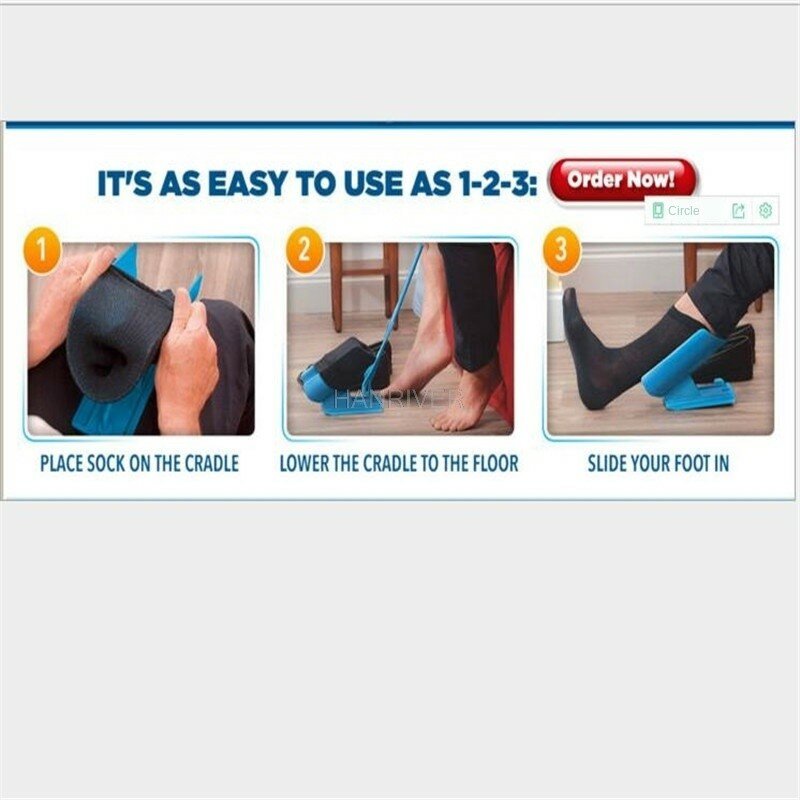 Kit de ajudante azul deslizante, 1 peça, ajuda a colocar meias, sem dobra, buzina de sapato, adequado para meias, suporte de pés