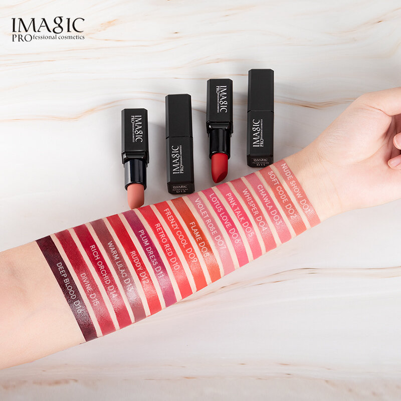 IMAGIC Kissproof Glossy Lipstick 16 Colors Waterproof Pigment Multiple Colour Easy To Carry Matte Batom