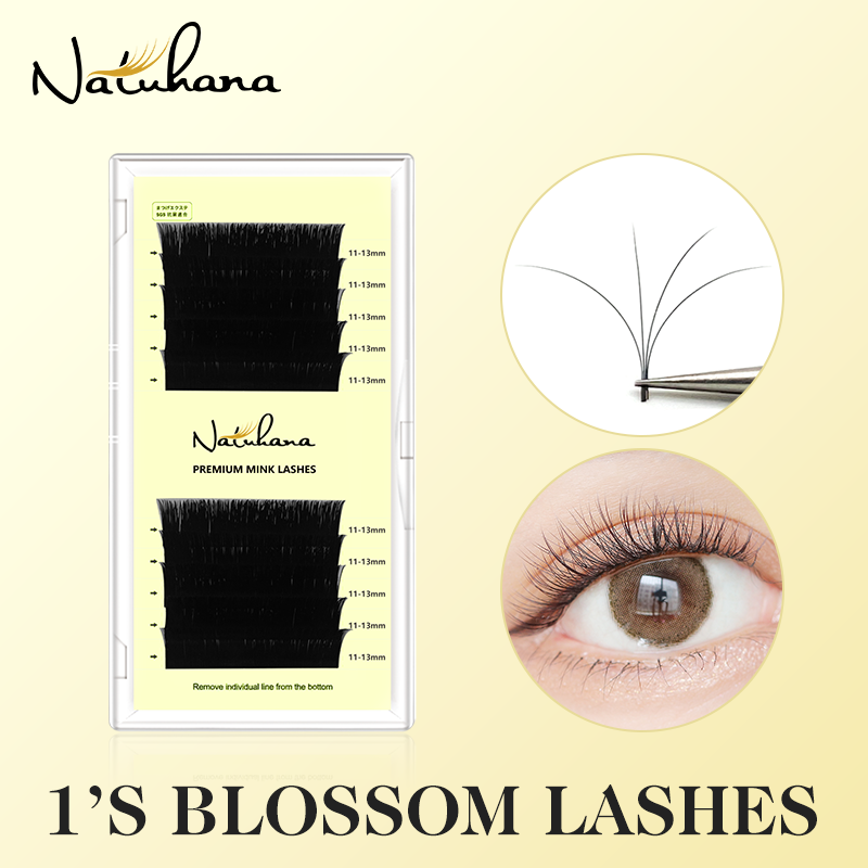 NATUHANA  Auto fans Lashes Easy Fan Volume Eyelash Easy Fanning Natural Camellia CC Curl Bloom Lash Extensions Makeup