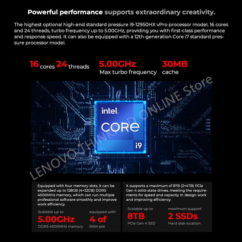Lenovo Notebook ThinkPad P16 2022 Intel Core i9-12950HX RTX A5500 16G + 512G/1T SSD 16 zoll WQXGA 4K Screen Design Lenovo Laptops