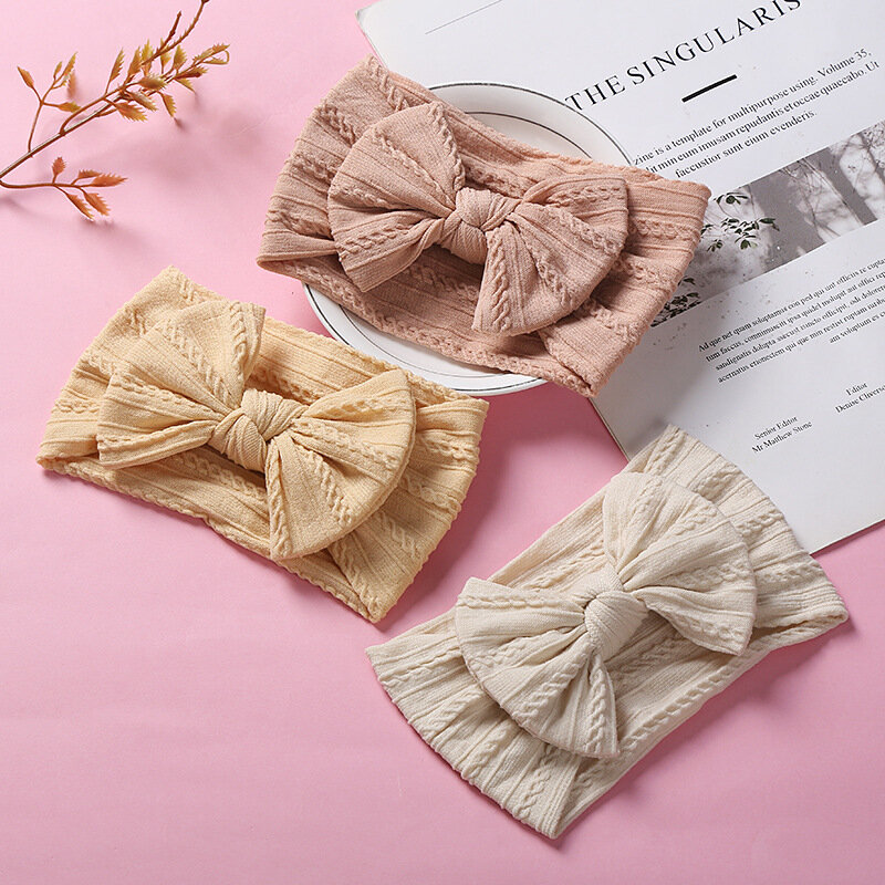 3Pcs/Lot Cable Knit Baby Girl Head Bands Super Soft Nylon Headbands for Newborn Girls Elastic Hair Band Baby Hair Accessories