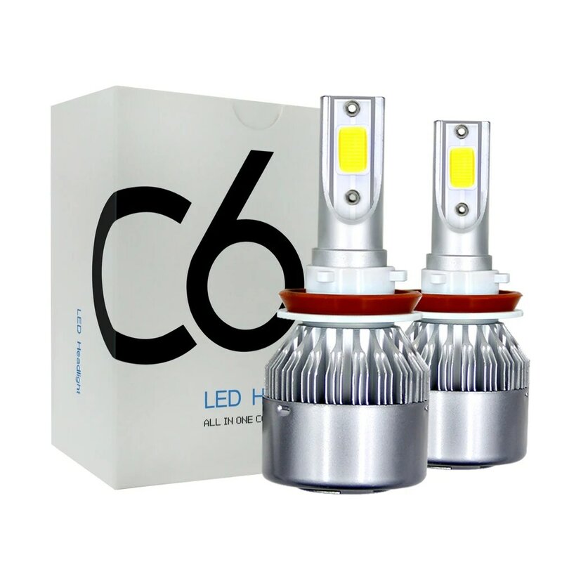 2 Chiếc C6 H1 H3 Led Bóng Đèn Pha H7 LED Đèn Xe Ô Tô H4 880 H11 HB3 9005 HB4 9006 H13 6000K 80W 12V 8000LM Tự Động Đèn Pha