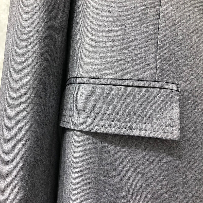 THOM-abrigo de lana clásico para hombre, chaquetas de marca de lujo, color gris, traje largo de TB, Otoño e Invierno